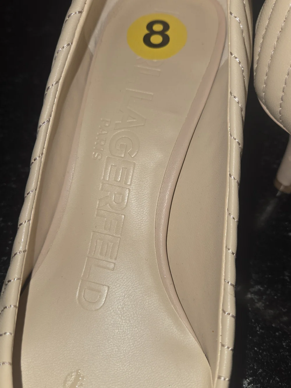Karl Lagerfeld Quilted Pointed Toe Pumps in Nude